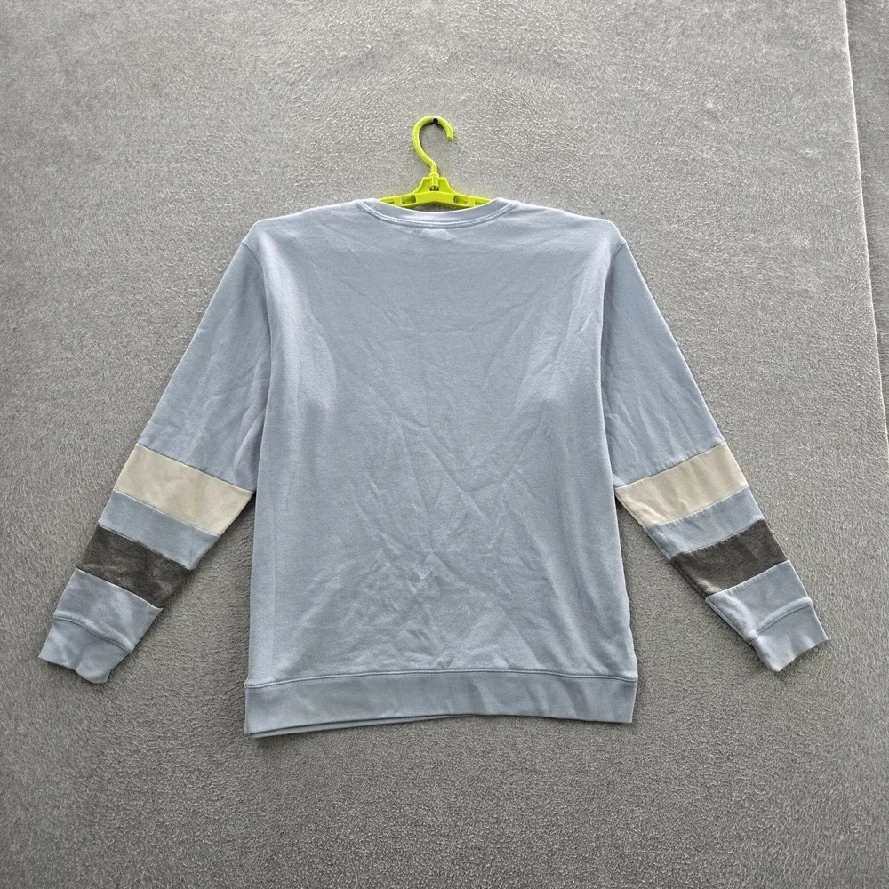 PINK Victoria's Secret Women Sweatshirt L Light Blue Colorblock Crew Neck Campus